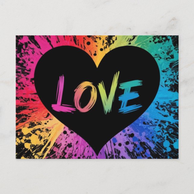 Love vibrant and colorful splatter pattern  postcard (Front)