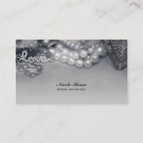Love Vintage Glam Black  White Pearls Elegant Business Card