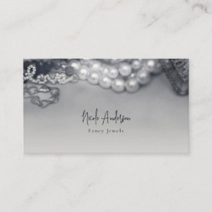Love Vintage Glam Black & White Pearls Elegant Business Card