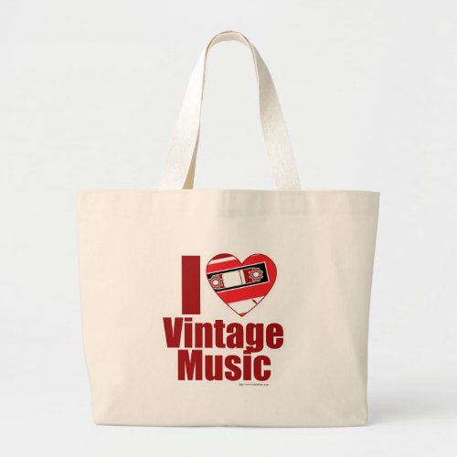 Love Vintage Music Cool Fun Song Slogan Art Large Tote Bag