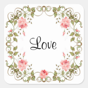 Love Vintage Rose Floral Stickers