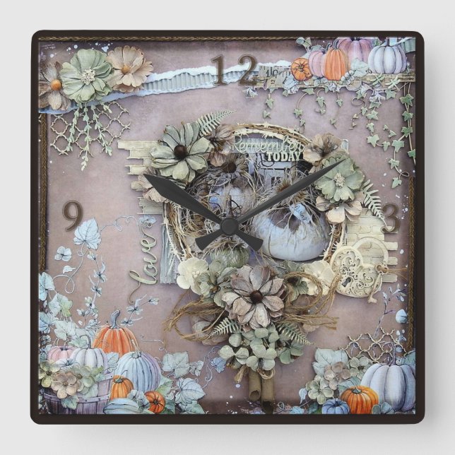 Love vintage square wall clock (Front)