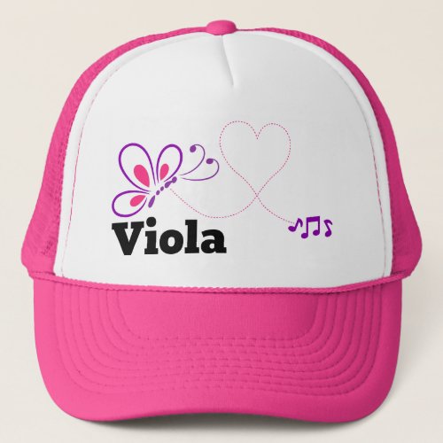 Love Viola Pink Purple Butterfly Heart Music Notes Trucker Hat