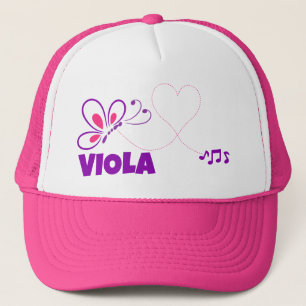 Love Viola Pink Purple Butterfly Heart Trucker Hat