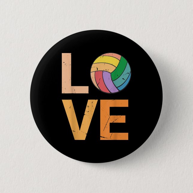 Love Volleyball Best Fun Birthday Present for Girl Button (Front)