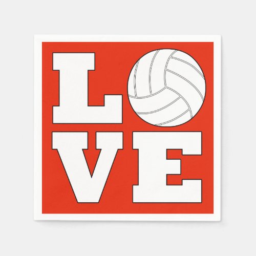 LOVE Volleyball Custom Color Party Napkins