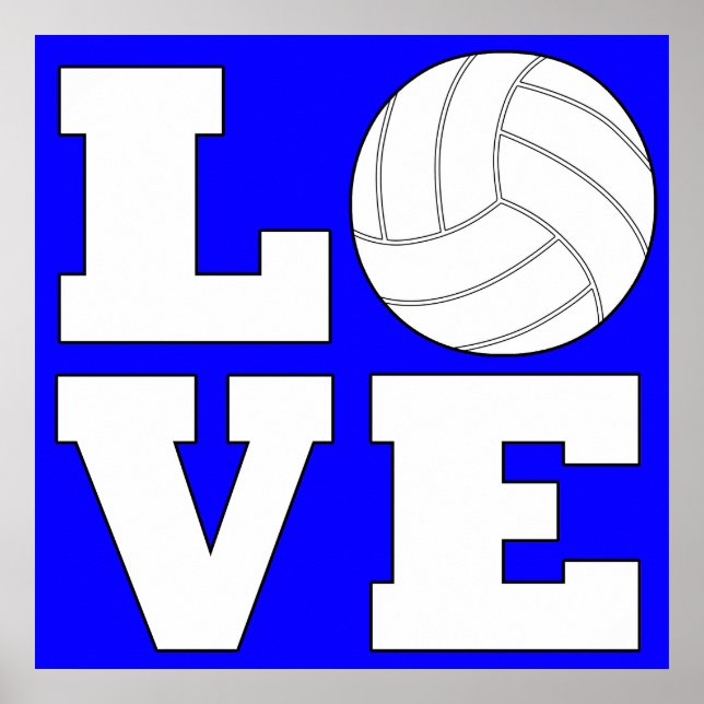 LOVE Volleyball Custom Color Square Poster (Front)