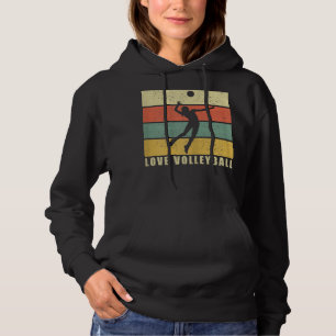 Love volleyball girl vintage retro 610 hoodie