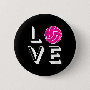 Love Volleyball Girls Birthday Gift Graphic Button
