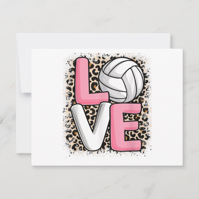 Love Volleyball Leopard Print Women Girls Volleyba (Front)