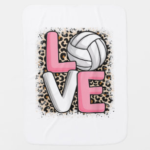 Love Volleyball Leopard Print Women Girls Volleyba Baby Blanket