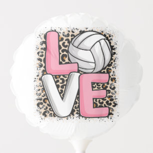 Love Volleyball Leopard Print Women Girls Volleyba Balloon