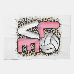 Love Volleyball Leopard Print Women Girls Volleyba Kitchen Towel