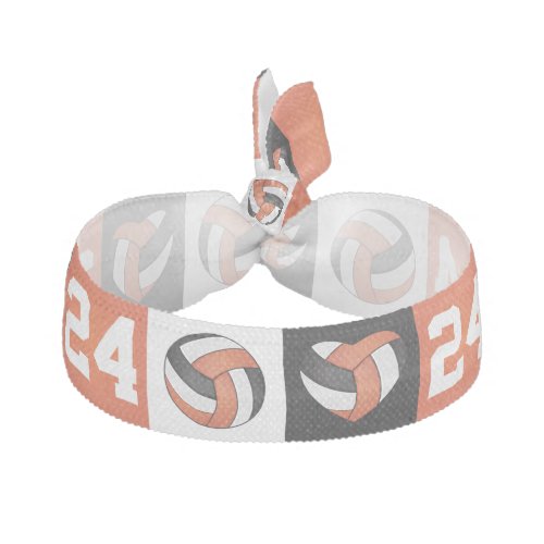 Love Volleyball _ Orange White and Black Elastic Hair Tie