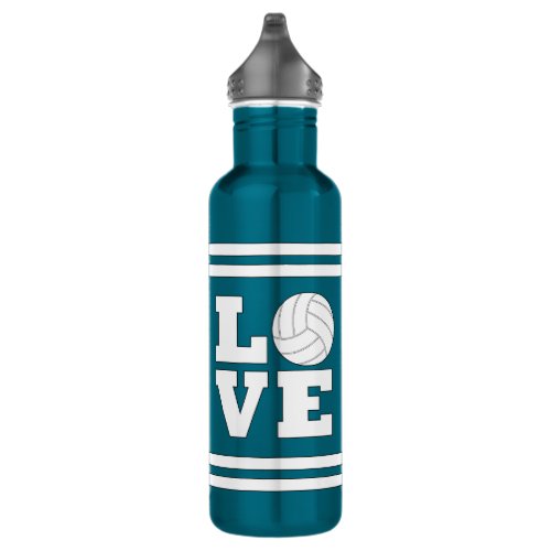 LOVE Volleyball Player or Coach Custom Color Sport Stainless Steel Water Bottle