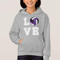 Love Volleyball - Purple, White and Black Hoodie Love Volleyball - Purple, White and Black Hoodie