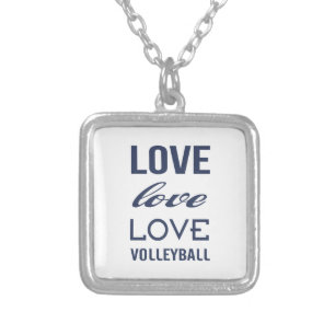 Love Volleyball Silver Plated Necklace