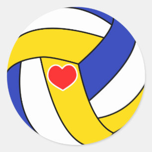 Love volleyball - Sport ball with heart Classic Round Sticker
