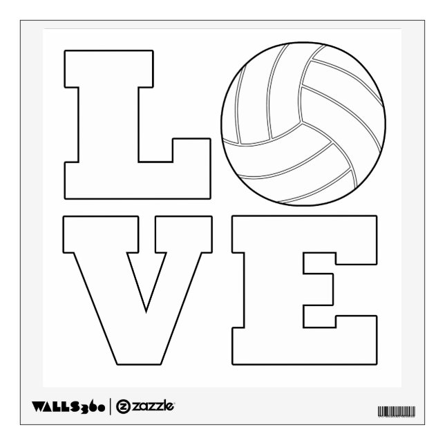 LOVE Volleyball Square Wall Decal (Front)