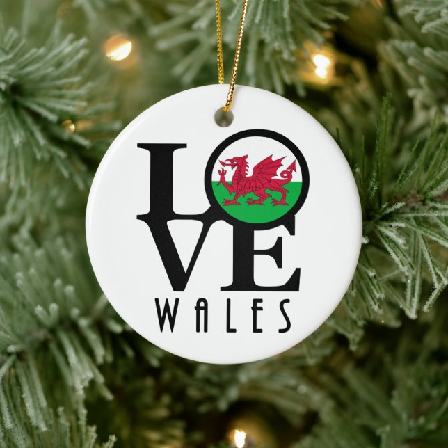 LOVE Wales Ceramic Ornament (Tree)