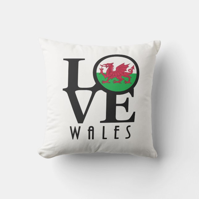 LOVE Wales  Outdoor Pillow (Front)