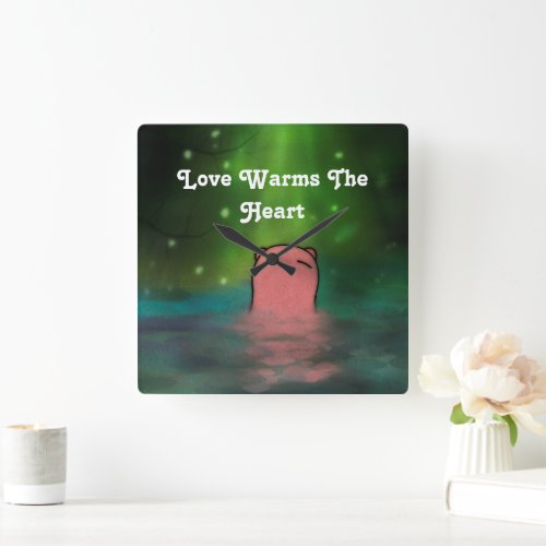 Love Warms The Heart Square Wall Clock