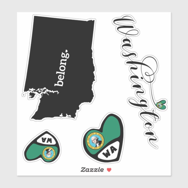 Love Washington, 3 Designs, Die Cut Stickers