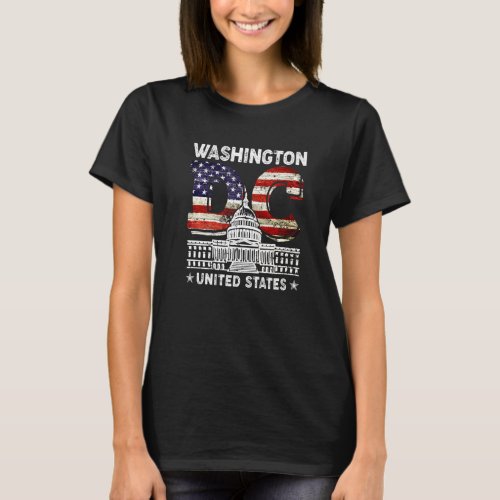 Love Washington Dc American Flag Vintage Patriotic T_Shirt