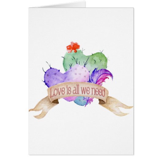 Love Watercolor Cacti Cards (Front)