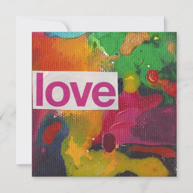 Love watercolor collage blank holiday card (Front)