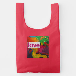 love watercolor collage reusable bag