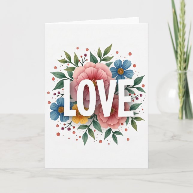 Love Watercolor Flower Card (Front)