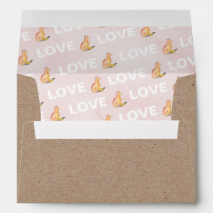 Love Watercolor Fox Kraft Envelope