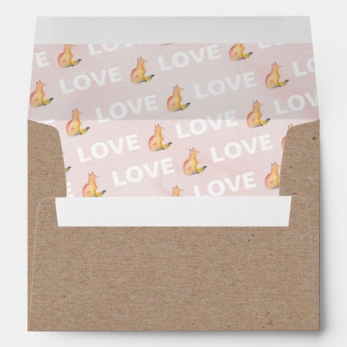 Love Watercolor Fox Kraft Envelope