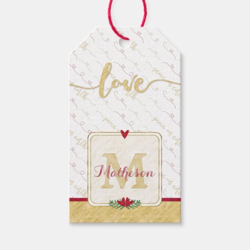 LOVE Watercolor Monogram Folded Photo Gift Tags
