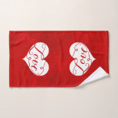 Love Watercolor Red Heart Swirl Valentine's Day Hand Towel (Hand Towel)