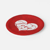 Love Watercolor Red Heart Swirl Valentine's Day Paper Plates (Angled)