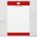 Love Watercolor Red Heart Swirl Valentine's Day Stationery