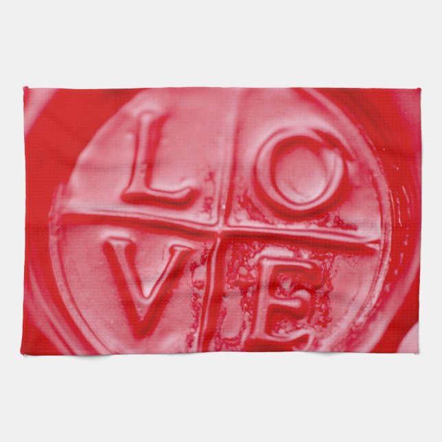 LOVE wax seal, Valentine, red, glossy, kitchen Towel (Horizontal)