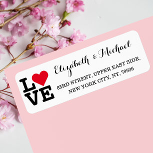 Love Wedding Anniversary Newlywed Couple Address Label