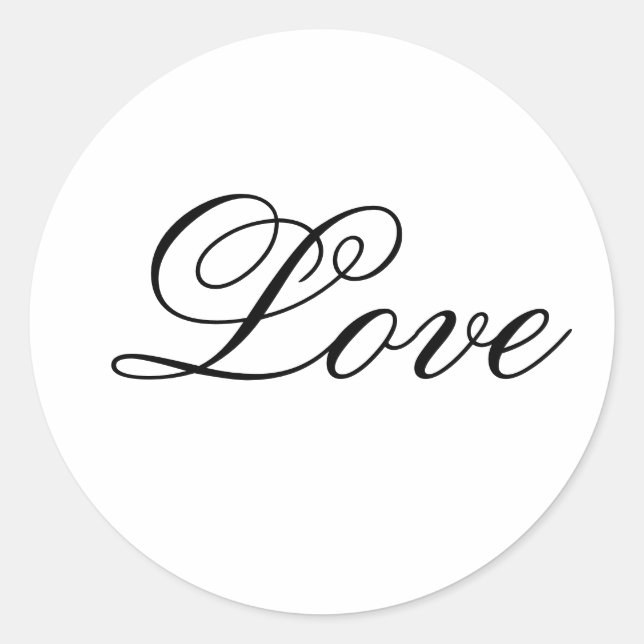 Love_Wedding Invitation Seal_Black and White Classic Round Sticker (Front)