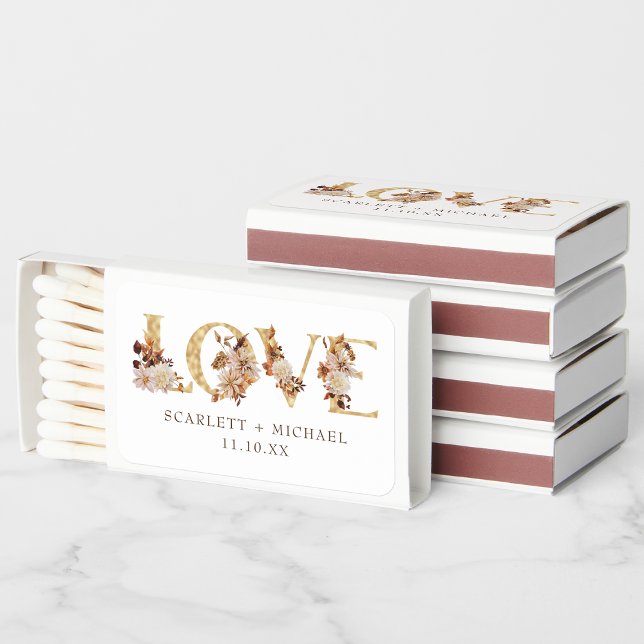 Love Wedding Matchboxes (Autumn Love Floral Elegant Wedding Matchboxes by Painted Paperie
)