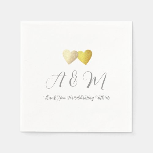 Love Wedding Napkin  faux gold hearts