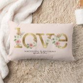 Love Wedding Personalized Names Watercolor Floral Lumbar Pillow (Blanket)