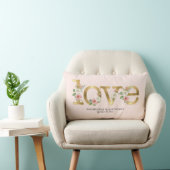 Love Wedding Personalized Names Watercolor Floral Lumbar Pillow (Chair)