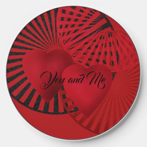 Love  Wedding  red  2 hearts Wireless Charger