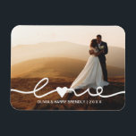 Love Wedding Script | Wedding Photo Magnet Gift<br><div class="desc">Add your best wedding or couple photo and custom message to this elegant photo magnet. It has a chic modern hand lettered script with a whimsical hand drawn love heart. A special keepsake for family and friends.</div>