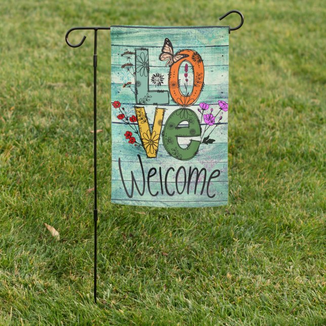Love Welcome Summer Garden Flag (In SItu)