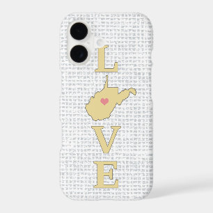 LOVE West Virginia State Map moveable heart iPhone 17 Case