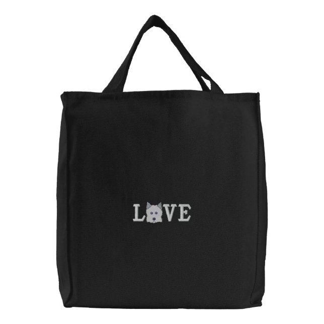Love Westie Love Embroidered Bag (Front)